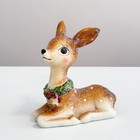 Ceramic Christmas Deer Figurine Brown Reindeer Holiday Winter Shelf Decor 5 Inch