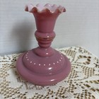 Antique French Victorian Hand Painted Hand Blown Pink Opaline Glass Vase 5x4   euc