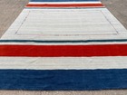 9x12 New Handmade Wool Rug Hand-knotted Red Blue Fine Minimalistic Geometric Big