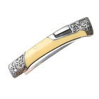 8 5  Yellow Resin Handle Engraved Design Folding Knife 3cr13 Stainless Steel