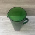 Vintage Emerald Green Glass Pitcher Martini Cocktail  With Spout  Mid Century