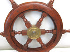 Vintage Nautical Captains Wheel Wall Decor Wooden Brass Maritime Ship Steering
