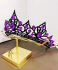 Violet Crystal Tiara  Black Crown  Princess Tiara  Goth Headband  Purple Crystal