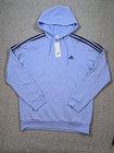 Adidas Men s 3 Stripes Fleece Hoodie Large Blue Spark Training Athletic Gym