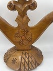 Vintage Mcm Hand Carved Wood Candelabra - Stamped I  Karklins Chicago  3 Candles
