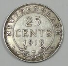 1919-c Canada Newfoundland King George V Silver 25c Coin Extra Fine 
