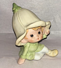 Vintage Lefton Pixie Elf Girl Mushroom Hat Figurine  5615 Japan 4in