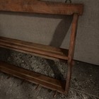 Antique Oak Wood Wall Plate   Cup Display Rack W 6 Hooks - 19    W X 14  H