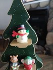Primitive Folk Art Look Wooden Hand Painted  Christmas Tree W  Ornaments