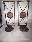 Vtg Pair Wrought Iron Wall Sconce Candle Holders   