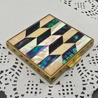 50s Zell Fifth Avenue White Mother Of Pearl Black Abalone Inlay Powder Compact