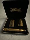 Vtg Gillette Gold Tone 3 Piece Open Comb De Safety Razor Reissue Pat 17567 Case