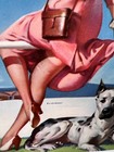 Vintage Gil Elvgren Pinup Girl Litho Print  plane View  Cheesecake Glamour