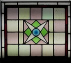 Colorful English Leaded Stained Glass Window Unframed W Hooks 19 1 2 x 17 1 2 
