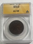 1859 Belgium 5 Centimes Graded Au 58 By Anacs