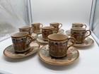 Vintage Antique Japanese Signed Satsuma Porcelain Set Of 8 Cups   Saucers