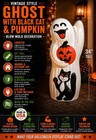 Blow Mold Halloween Ghost With  Black Cat Pumpkin Light Up Usa Made 34   