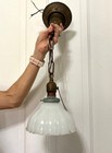 Antique 1920 s Victorian Hanging Ceiling Light Fixture Vtg Pendant Milk Glass