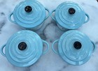 New Le Creuset Stoneware Sky Blue Mini Cocotte Black Handle