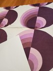 Awesome Rare Vintage Mid Century Retro 70s Purple Op Art Half Circles Fabric 