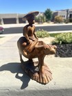 Vintage Hand Carved Wood Of Chinese Man Riding Ox  Details Are Amazing