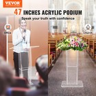 Vevor Acrylic Podium 47  Acrylic Podium Stand Reading Surface Storage Shelf