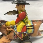 Vintage Mar Toys Japan Tin Litho Cowboy Riding Horse Wind Up Toy Nonworking