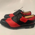 Footjoy Myjoys Icon Golf Shoes Mens 10 5 M Red Black Leather Wingtip 52040