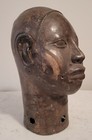 Vintage   Antique African Art Large Benin Bronze Head Sculpture - 13 5  Tall