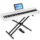Mustar White 88 Keys Semi Weighted Electric Digital Piano Keyboard W stand pedal