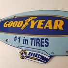 Vintage Goodyear Blimp Sign - Porcelain Gas Service Tires Advertising Sign