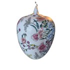 Wbi Vtg Chinese Porcelain Ginger Jar Hand Painted Floral Pink Blue White Lid