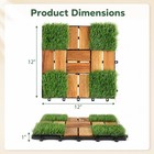 60 Pcs Acacia Interlocking Deck Tiles With Artificial Grass   12  X 12 