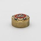 Vintage Italian Signed Mosaic Pill Box Floral Millefiori Brass Trinket Case 1 25