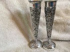 Chinese Silver Pair Of Dragon Vases