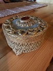 Stylebuilt Ny Gold Filligree Rhinestone Rose Vanity Set Ormolu Hollywood Regency