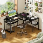 50   Reversible L-shaped Computer Desk With Charging Station And Storage Shelves
