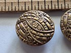 2 Vintage Antique Czechoslovakia Signed Fancy Metal Design Sewing Buttons