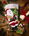 Bucilla Felt Applique 18  Stocking Kit  Jolly Pups Santa  Diy