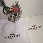 New   Tags  Coach Leather Bag Charm Rocket Ship Cosmic Space Key Ring Chain