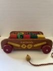 Vintage Wooden Playskool Wagon Pull Toy With Wood Blocks - 23 Pieces