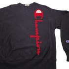 Champion Reverse Weave Sweatshirt Script Crewneck Size Large Black Heavyweight