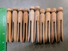 Vintage Antique Wooden Clothes Pins Lot Of 10 Weathered Primitive Farmhouse