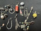Lot Of 25 Vintage Navajo And Tribal Sterling And 925 Single Earrings