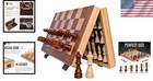 15 Inch Magnetic Wooden Chess Set Board  Staunton Pieces  Folding Game