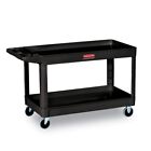 Rubbermaid Commercial 9t6700bla 2 Shelves Plastic Service utility Carts New
