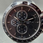 Tissot V8 Chronograph Automatic Watch Men 45mm Black Dial Steel Date Round Runs