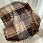 Elegant Plaid Tassel Scarf For Women   Men Brown   Beige Winter Shawl Fall Wraps
