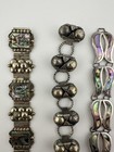 Lot Of 3 Vtg Abalone Sterling Silver 925 Mexico Taxco Chain Bracelets 96g  ring
