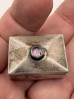 Vintage Silver Pill Box  Made In Mexico With Amethyst